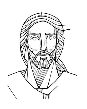 Geometric frontal portrait of Jesus Christ