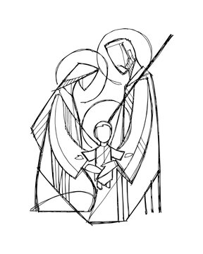 Holy Family with halos and the Christ Child
