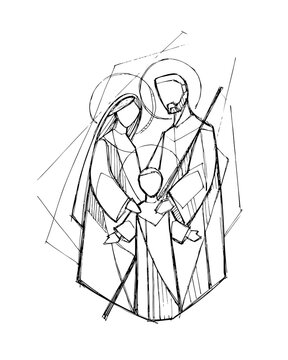 Holy Family gathered around the Christ Child