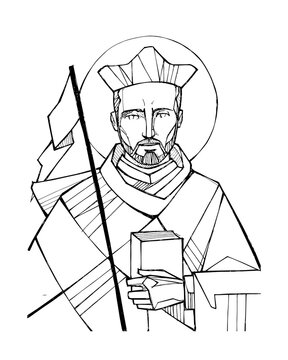 Saint Ignatius of Loyola holding a book and staff