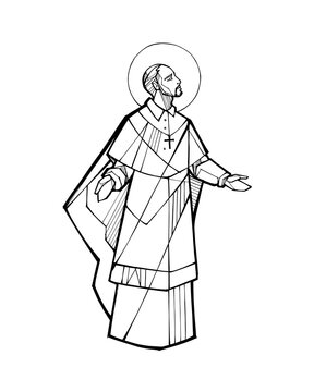 Saint Charles Borromeo with open hands