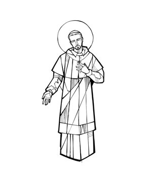 Saint Charles Borromeo with halo and cross