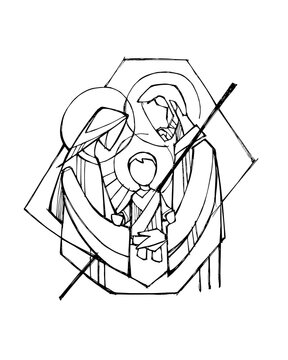 Holy Family gathered around the Christ Child