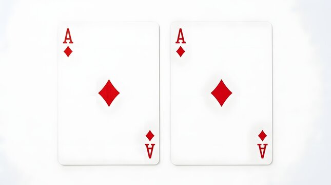 Two ace of diamonds playing cards placed side by side on a clean surface