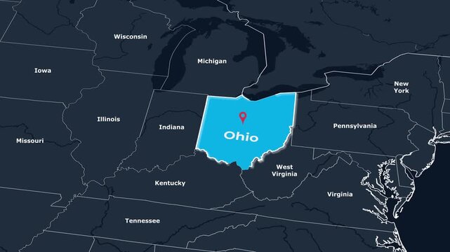 Ohio Map Animation Locator Zoom 4K Motion Graphic
