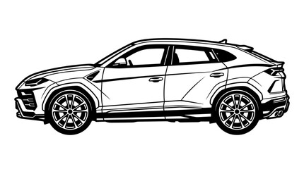 Fototapeta premium Modern Luxury SUV Automobile Line Drawing.