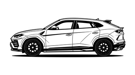 Naklejka premium Modern Luxury SUV Car Illustration Side View.