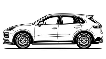 Naklejka premium Modern Luxury SUV Car Illustration Side View 1.