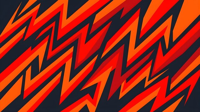 Abstract sharp geometric pattern with red and orange lightning shapes