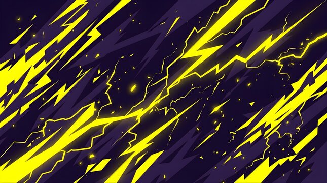 Abstract yellow lightning energy pattern with dark purple background