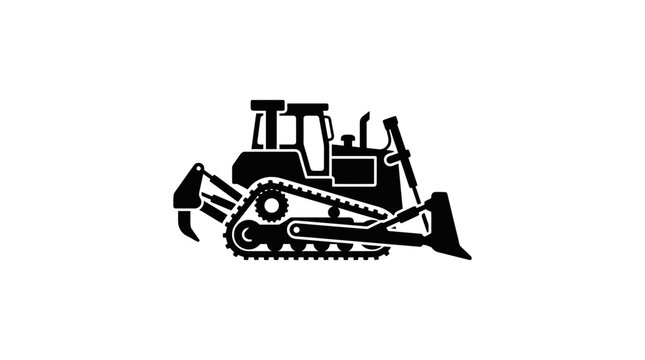 Black silhouette icon of a crawler tractor bulldozer.