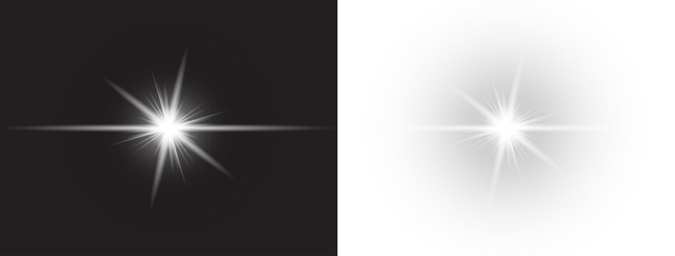 Glowing Lens Flare Starburst Light Effect on Transparent Background