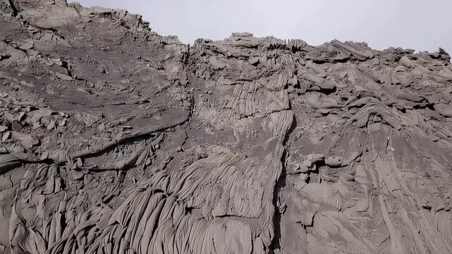 Erta Ale volcano Danakil Depression Ethiopia, eruption. Aerial view.