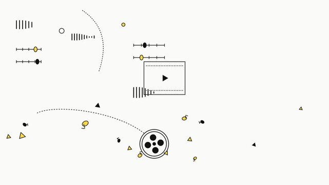 Animated Arrows Rotating Around a Central Hub, Transitioning From a Scattered Pattern to a Focused Arrangement.