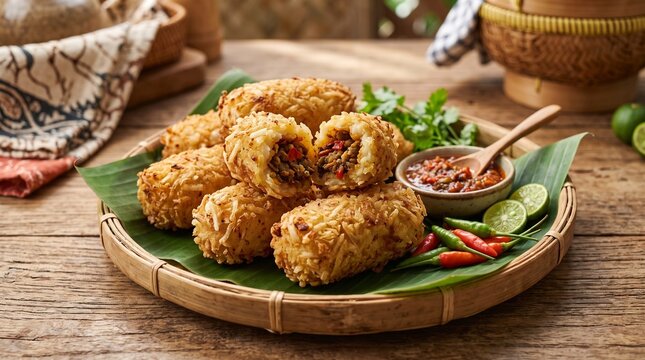 Authentic Sundanese Combro Cassava Snack with Spicy Oncom Filling