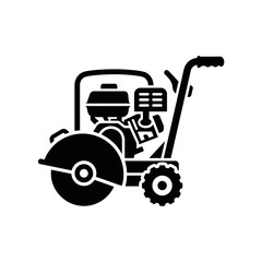 Naklejka premium Corporate Black and White of a Heavy Duty Walk Behind Lawn Mower with Side Discharge and Cutting Deck