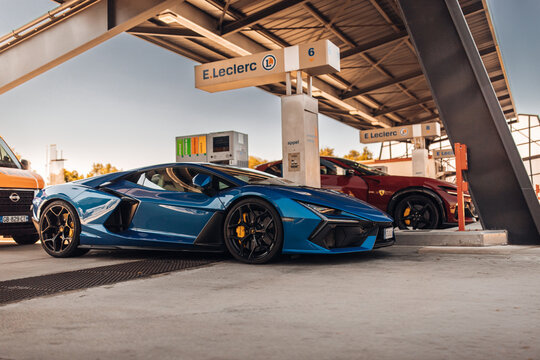 Lamborghini Revuelto at the gas station