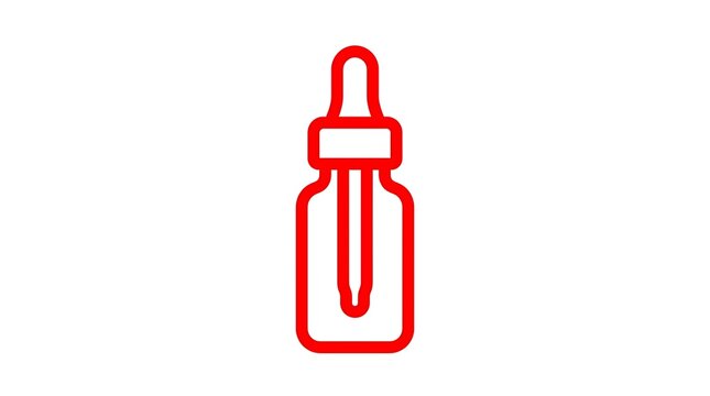 Red dropper bottle line icon for medical or beauty products