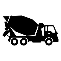 Fototapeta premium Black simple concrete mixer truck for various construction works and industrial projects.