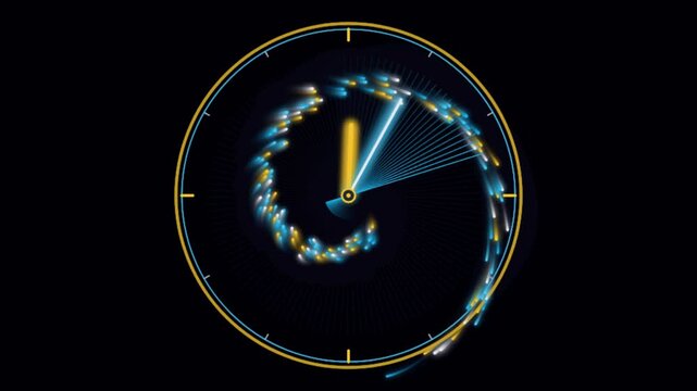 Futuristic Digital Clock Fast Spinning Time Lapse Animation