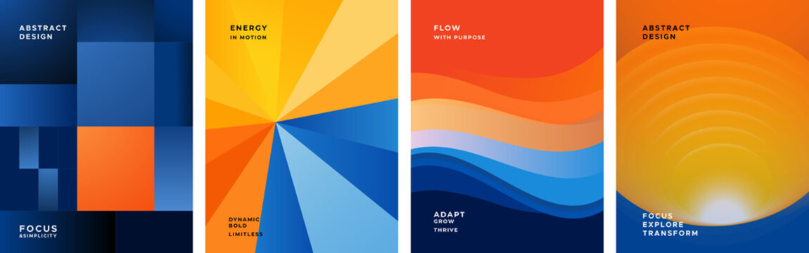 Modern Abstract Geometric Background Collection with Blue Orange Gradient Shapes