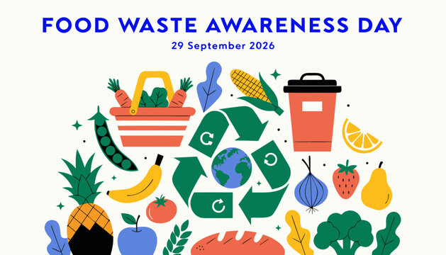 Food waste awareness day 29 september 2026 isolated on white background