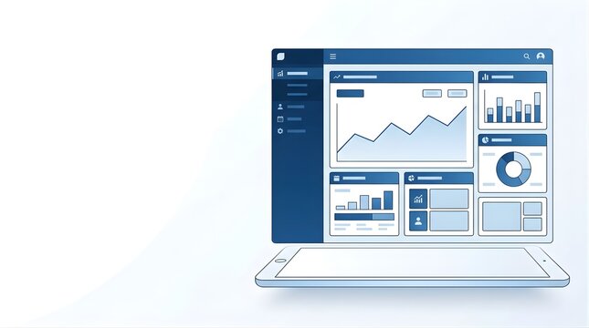 Digital dashboard interface displaying data analytics on a laptop screen