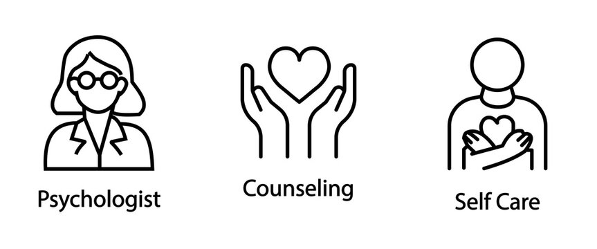 Psychologist icon representing therapy and professional mental health support with eyeglasses and lab coat for counseling services and patient care.