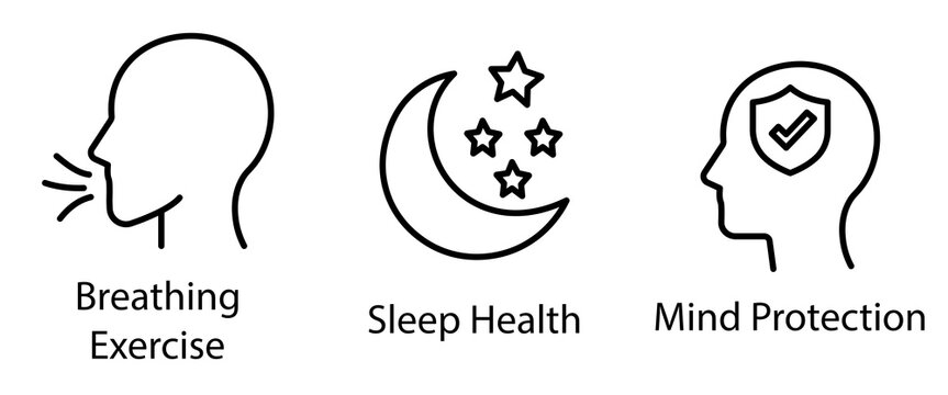 Breathing exercise line icon for stress relief and mindfulness, representing calm and focus for meditation practices and anxiety reduction.