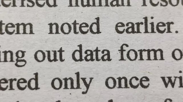 Data word or text printed on news articles, book or magazine white page emphasize and highlight. Modern technology concerns like privacy, protection, failure, loss and security problems concept.