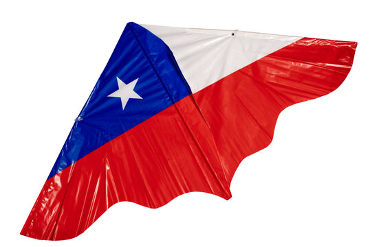 Chilean kite featuring national flag colors and star on transparent background