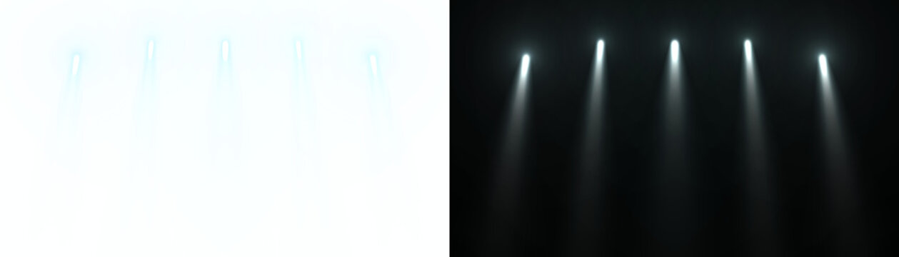 White glowing spotlight beam of lighting flare cinematic theater for stage background. Lens flare light effect.