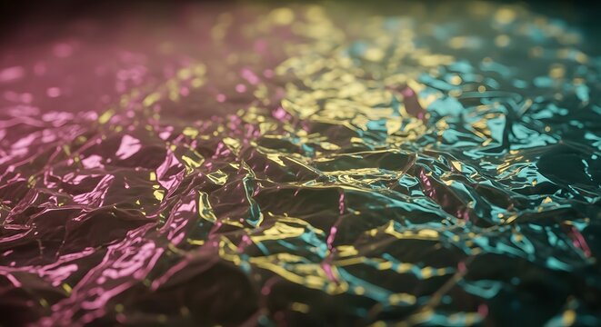 Iridescent plastic texture with neon lights.