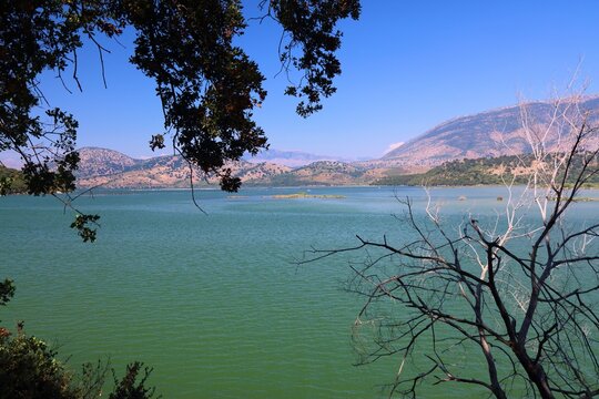 Butrint National Park in Albania. Landscape of Lake Ksamil protected internationally as one of Ramsar Wetlands.