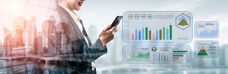 A business intelligence dashboard for data analysis and performance reporting. A concept of data...