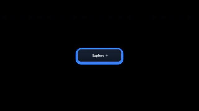 Interactive button hover animation with luminous ripple effect and particles