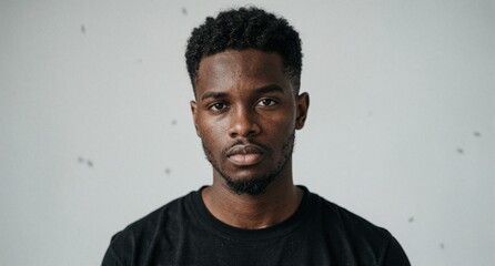 Fototapeta premium Portrait of young African American man looking at camera against white background