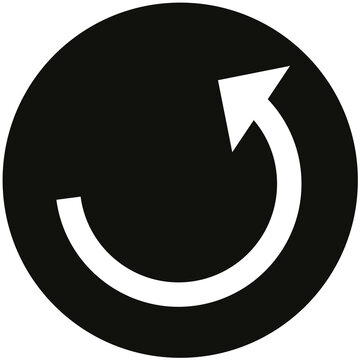 White Curved Clockwise Arrow and Undo Icon on Black Circular Background