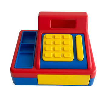 Colorful Plastic Toy Cash Register for Kids Role Play.
