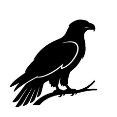 Fototapeta premium Eagle Silhouette Collection Black Bird of Prey Flying and Standing Isolated Vector Illustrations on White Background