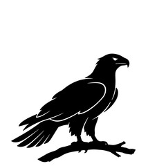 Fototapeta premium Eagle Silhouette Collection Black Bird of Prey Flying and Standing Isolated Vector Illustrations on White Background