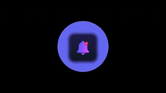 Animated notification bell ringing icon for alert and reminder system