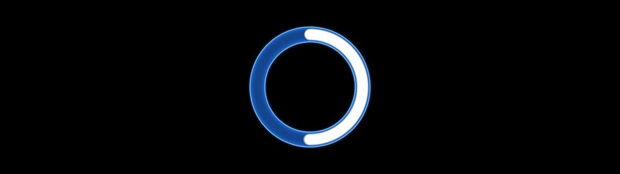 Abstract loading circle icon animation on black background with alpha channel. Animated of progress bar motion graphic and loading concept.