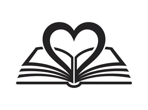 Book and heart shape vector icon logo design