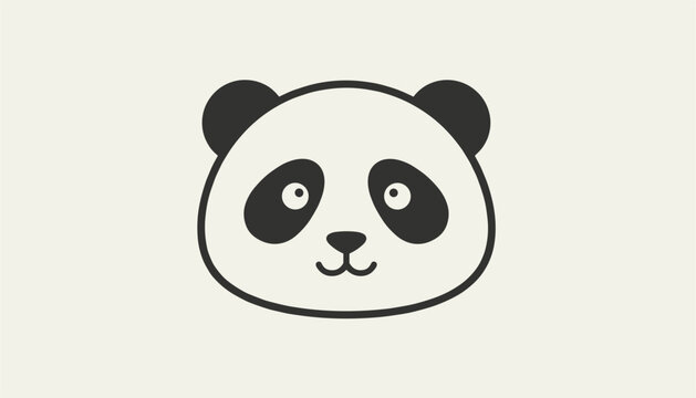 Simple cartoon illustration of a cute giant panda head, perfect for children branding or clean graphic design projects.