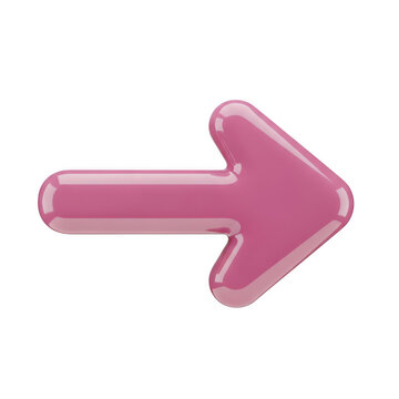 Glossy pink arrow pointing right icon isolated on transparent background
