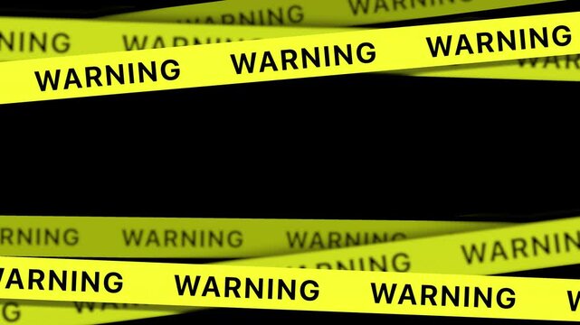Animated yellow caution tape with warning text and hazard stripes