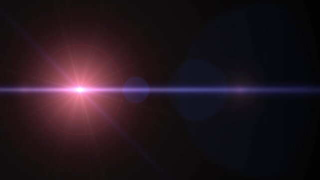 Anamorphic Cosmic Lens Flare - Pink and Blue Light Streaks Across Black Background