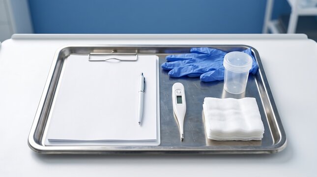 Modern dental hygiene kit with toothbrush, floss, and toothpaste on a tray