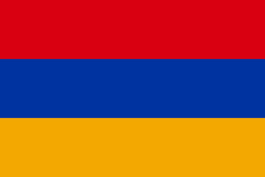 A high-resolution, realistic digital image of the national flag of Armenia. The flag features three horizontal stripes: red on top, blue in the middle, and orange on the bottom. 